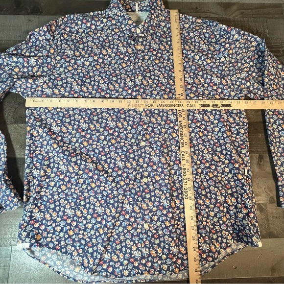 Serge Blanco Floral Blue Long Sleeve Button Down Shirt Classic Fit Italian 3XL - Picture 3 of 10